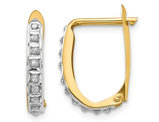 14K Yellow Gold Leverback Hoop Earrings with Accent Diamonds (1/2 Inch)